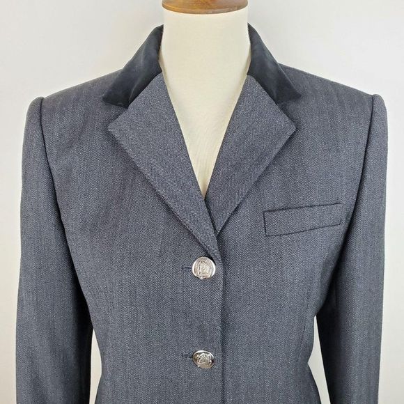 Vintage Ralph Lauren Black Herringbone Wool Blazer - Picture 3 of 14